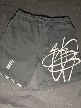 HUGO Black Men's Athletic Shorts with White Graphic